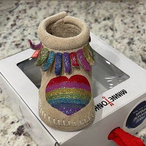 Minnetonka Moccasin Love is Love Rainbow Heart Baby Soft Sole